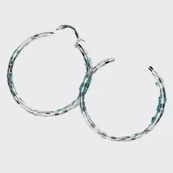 «Женские серебряные прямоугольные серьги с пайетками - West Lake Beauty»