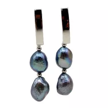 Женские серебряные серьги, длинные серьги с натуральным жемчугом, серьги-гвоздики с черным жемчугом в стиле барокко, серьги с жемчугом в стиле бохо, подарки на годовщину 11-12mm