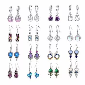 Женские серебряные серьги S925 с каплями воды в форме груши в стиле ретро, семицветные серьги с топазом, подарок на день рождения, праздник, ювелирные изделия
