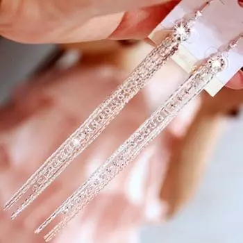 Женские серёжки с горным хрусталём 1pair серебряный