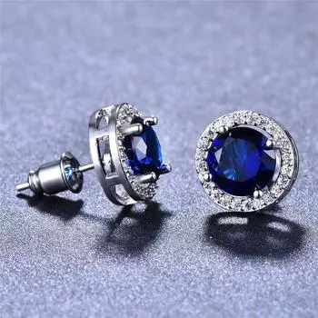 Женские сережки гвоздики синий