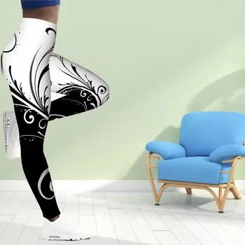 Женские серые эластичные леггинсы с цветочным принтом для йоги, фитнеса, бега, тренажерного зала, спортивные активные брюки XS синий