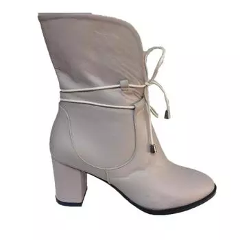 Женские серые стильные ботинки из натуральной кожи