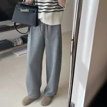 Женские серые зимние толстые теплые драпированные шаровары с регулируемыми манжетами Extra Large серый