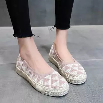 Женские сетчатые ажурные легкие повседневные туфли летние дышащие мокасины удобные анти-момские туфли с круглым носком одинарные туфли 35 чёрный