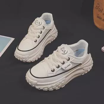 Женские сетчатые белые кроссовки, дышащая толстая подошва, универсальные для повседневного бега весной и летом (HY923) Size 37 хаки