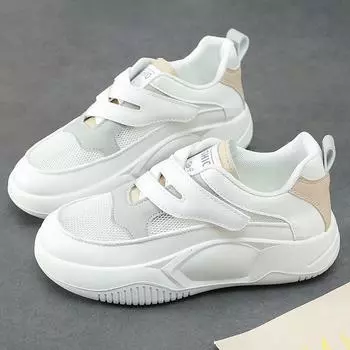 Женские сетчатые дышащие белые туфли на липучках Новые летние тонкие туфли с вырезами Женские кроссовки для отдыха на весну и лето 35