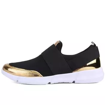 Женские сетчатые дышащие повседневные кроссовки с мягкой подошвой 35 золотой/чёрный