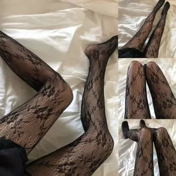 Женские сетчатые колготки в сетку Белые сетчатые готические колготки Колготки с принтом Колготки с принтом Летние black-flower vine