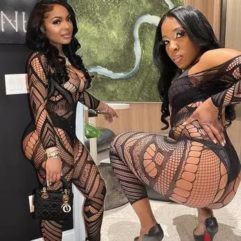Женские сетчатые комбинезоны с вырезами, сексуальные прозрачные хипстерские эластичные обтягивающие комбинезоны с длинными рукавами, Клубная одежда, комбинезон One Size