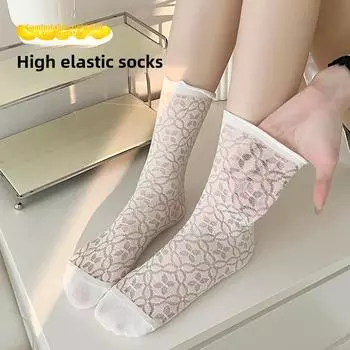 Женские сетчатые кружевные носки JK — тонкие, однотонные, в стиле Лолиты, весна/лето One Size