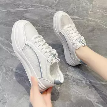 Женские сетчатые маленькие белые туфли 2024 года, летние, новые, модные, дышащие, универсальные, удобные, с вырезами, нескользящие, женские кроссовки 35 синий