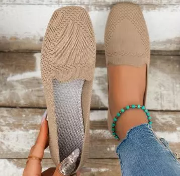 Женские сетчатые мокасины Four Seasons для отдыха на природе, повседневные резиновые балетки с мягкой подошвой, дышащие трикотажные туфли-лодочки с квадратным носком 35 белый