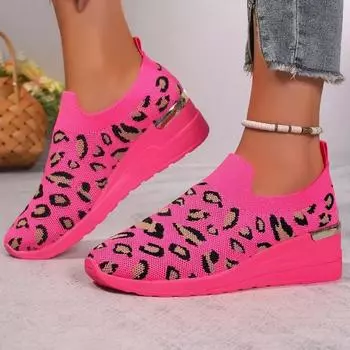 Женские сетчатые мокасины на танкетке с застежкой-молнией, осенние, новые, на платформе, с круглым носком, повседневная спортивная обувь, женская мода, дышащие, одинарные туфли 37 оранжевый