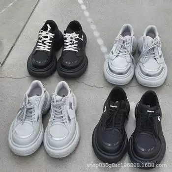 Женские сетчатые спортивные туфли на высоком каблуке SMFKRIPPLE — дышащая, толстой подошвой, повседневная зимняя обувь, увеличивающая рост. 36