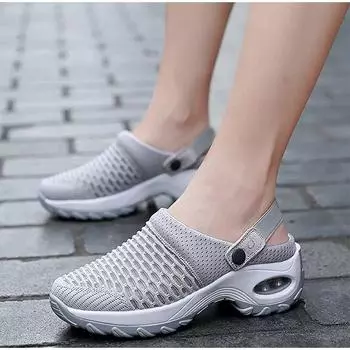 Женские сетчатые тапочки большого размера, летние повседневные сандалии с двумя сторонами, размер 35-43 35 чёрный