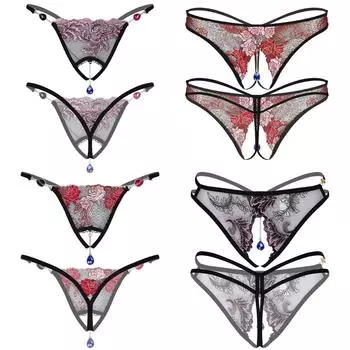 Женские сетчатые трусики с эластичной талией и Т-образным вырезом, прозрачные микро-стринги, дышащие сексуальные трусы One Size