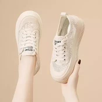 Женские сетчатые туфли Fisherman, новые летние туфли на платформе с тонкой дышащей сеткой белого цвета, универсальные повседневные кроссовки 35