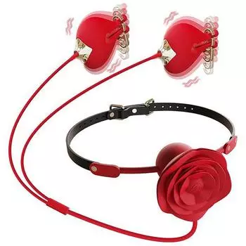 Женские секс-игрушки Вибраторы, вибрирующие игрушки-зажимы для сосков, 9 режимов вибрации, регулируемое ожерелье с розой 2 в 1, кляп для рта и клитор для сосков, игрушки для взрослых