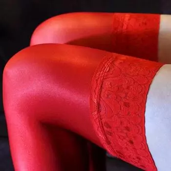 Женские сексуальные 8D масляные глянцевые чулки блестящие атласные нескользящие чулки one size красный