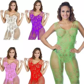 Женские сексуальные эротические ажурные боди, комбинезон, прозрачная одежда с открытой промежностью, прозрачные чулки для тела, сетчатые боди, нижнее белье One Size