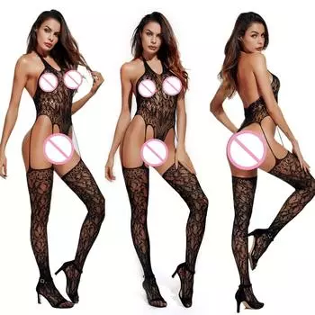 Женские сексуальные эротические сетчатые боди, комбинезон, прозрачная одежда с открытой промежностью, прозрачные чулки, сетчатый женский комплект нижнего белья XXS