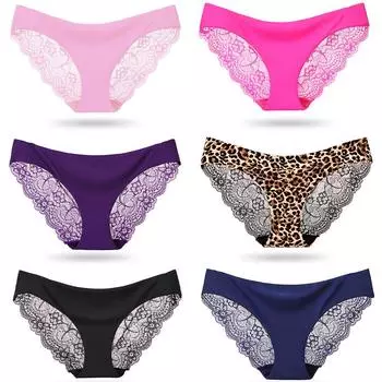Женские сексуальные ажурные кружевные трусики, бесшовные трусы, удобное дышащее нижнее белье M белый