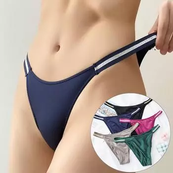 Женские сексуальные бесшовные стринги Ice Silk, женские невидимые трусики-бикини, трусики-брифы M чёрный