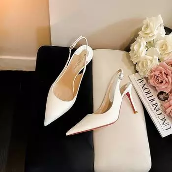 Женские сексуальные босоножки на шпильках с красной подошвой, ремешком сзади и пряжкой 2024 года 37, 8CM чёрный