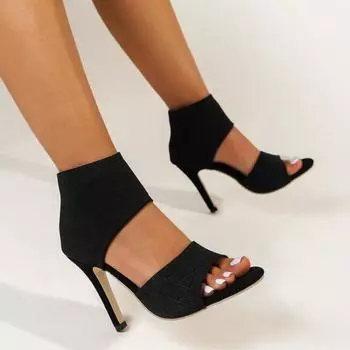 Женские сексуальные босоножки на высоком каблуке с открытым носком, вечерние туфли, женские летние 2024, модные новые туфли-лодочки для ходьбы, бренд Zapatillas De Mujer 36 чёрный