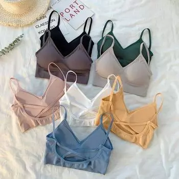 Женские сексуальные бюстгальтеры с открытой спиной, нижнее белье с крестообразным лифчиком, бюстгальтер Push Up для женщин, модное нижнее белье для девочек с подушечками M чёрный