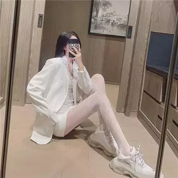 Женские сексуальные черные и белые сетчатые нейлоновые чулки с бантом, колготки с сеткой, нижние колготки, модные панк-стиль, ажурные чулочно-носочные изделия One Size чёрный