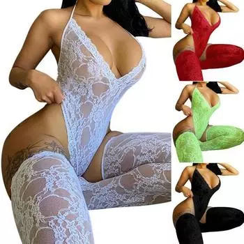 Женские сексуальные чулки, нижнее белье, кружевное ночное белье, комбинезон, боди, трико L
