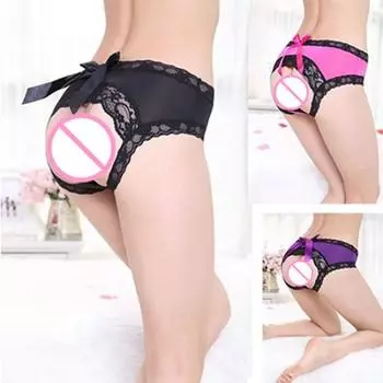 Женские сексуальные дышащие кружевные трусики-бикини с бантом, нижнее белье с вырезами, трусы