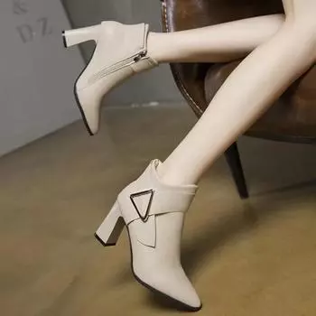 Женские сексуальные каблуки 2024 осень-зима платформа пряжка остроносые ботильоны модные высококачественные дизайнерские женские ботинки Botas Mujer 34