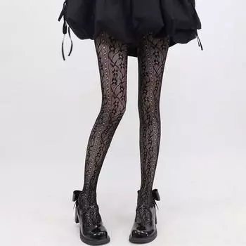 Женские сексуальные колготки с ажурными сетчатыми вставками One Size чёрный