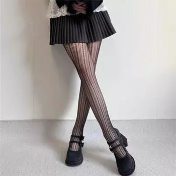 Женские сексуальные колготки с ажурными сетчатыми вставками One Size чёрный