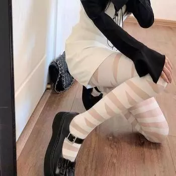 Женские сексуальные колготки в полоску, летние дышащие колготки, бесшовные узкие чулки one size чёрный