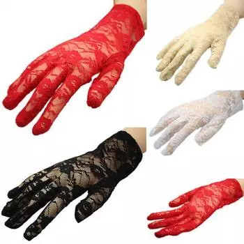 Женские сексуальные кружевные цветочные сетчатые костюмы для свадебной вечеринки, вечерние перчатки для вождения бежевый