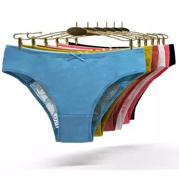 Женские сексуальные кружевные хлопковые женские трусы, трусики, 6 шт./лот M