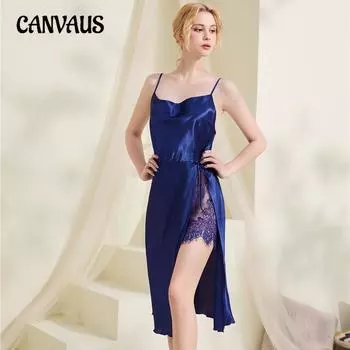 Женские сексуальные кружевные ночные рубашки с высоким воротом/многослойным воротником, летние, с открытой спиной, средней длины, с высокой талией и разрезом, для дома S белый