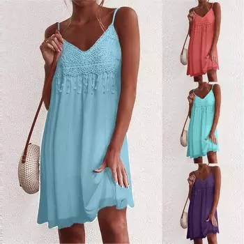 Женские сексуальные кружевные платья без рукавов с v-образным вырезом и открытой спиной выше колена L фиолетовый