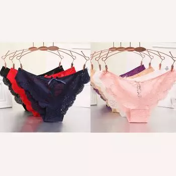 Женские сексуальные кружевные прозрачные сетчатые дышащие хлопковые трусики с промежностью M-XL M