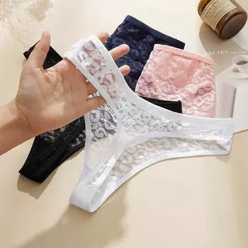 Женские сексуальные кружевные стринги простые дышащие тонкие трусы с низкой талией прозрачные трусики M белый