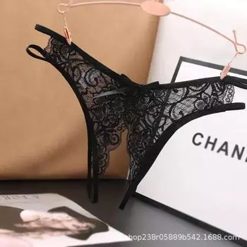 Женские сексуальные кружевные стринги с открытым шаговым швом - прозрачный дизайн с низкой талией One Size