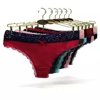 Женские сексуальные кружевные стринги, стринги, женское хлопковое нижнее белье, женское нижнее белье, женские трусики-танга с Т-образной спинкой, 6 шт. M