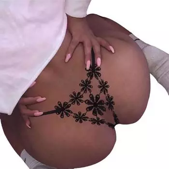 Женские сексуальные кружевные стринги, женские сексуальные полые трусики, кружевные трусы с промежностью, прозрачные стринги