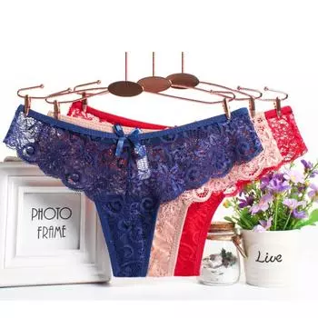 Женские сексуальные кружевные трусики крест-накрест с низкой талией, нижнее белье, стринги, женское дышащее белье, соблазнительная вышивка S чёрный