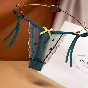 Женские сексуальные кружевные трусики с бантом, трусики-стринги с низкой талией, дышащие трусы с Т-образным вырезом, очаровательные женские стринги, нижнее белье one size