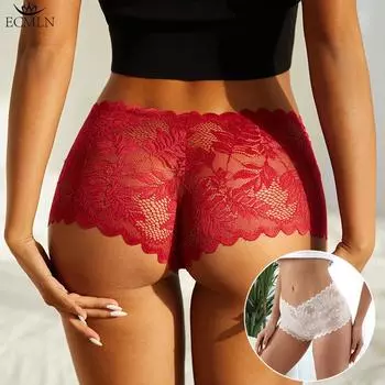 Женские сексуальные кружевные трусики с цветочной вышивкой, нижнее белье со средней талией, бесшовные трусы с подтяжкой ягодиц, эластичные трусики, трусы M чёрный